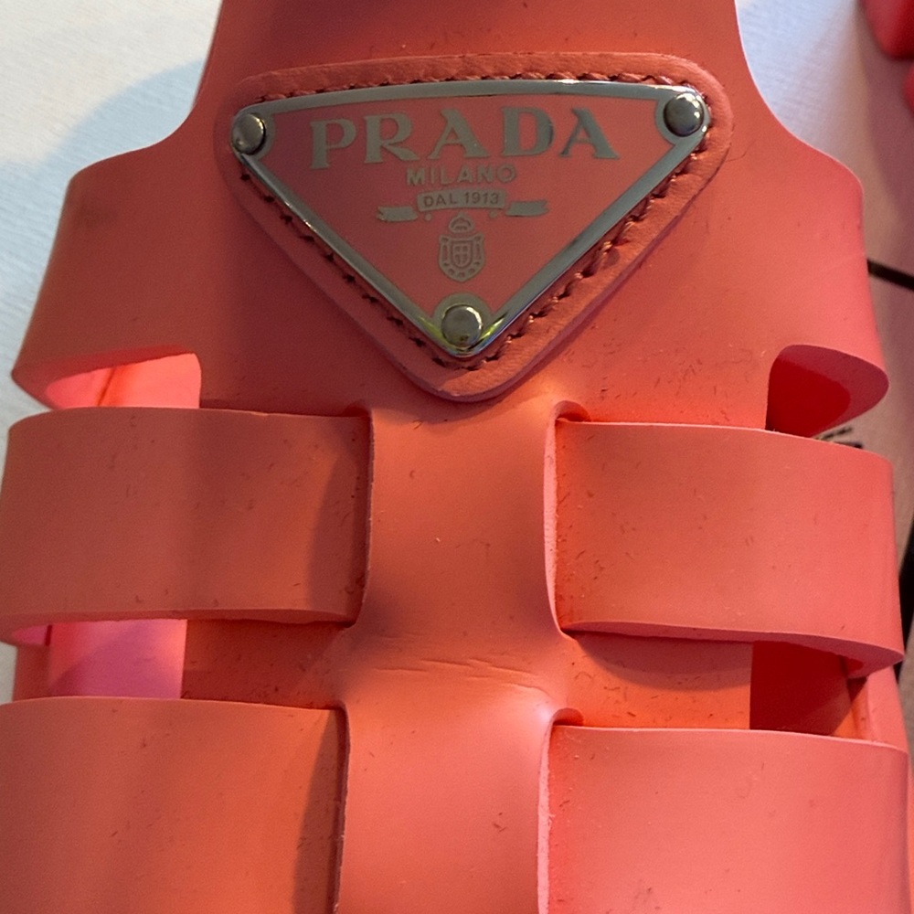 Prada PINK Rubber Monolith Sandals - Picture 3 of 5